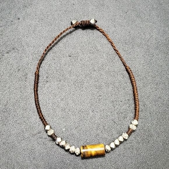 Adjustable corded bracelet with tigers eye stone - Picture 1 of 8